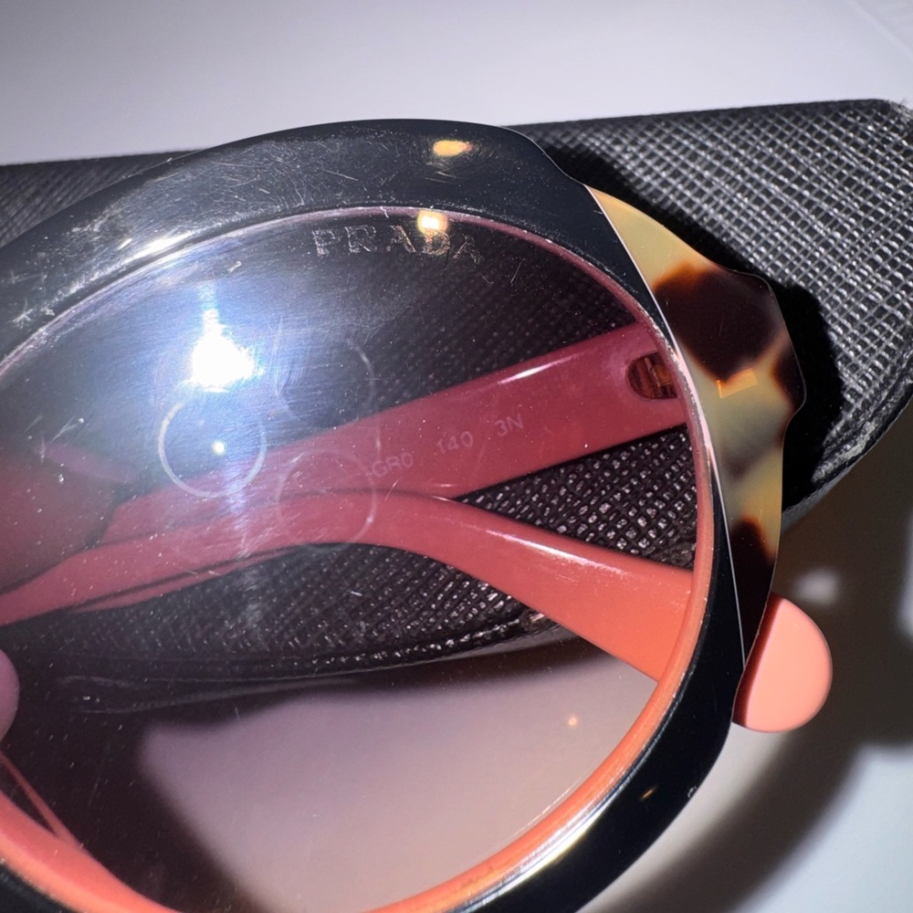 Prada Black and Pink Tortoise Round Sunglasses - Picture 6 of 10